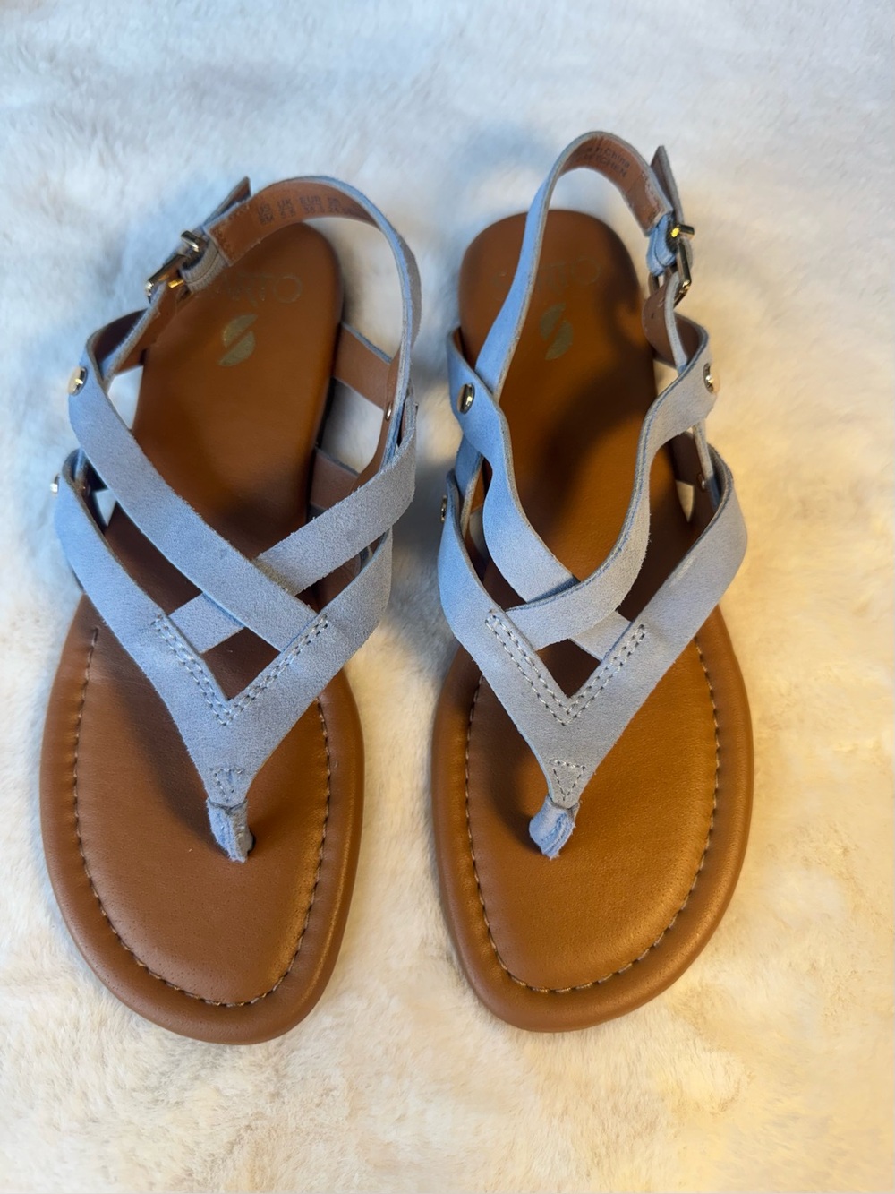 Franco Sarto Women's Light Blue Strappy Thong Sandals Size 8